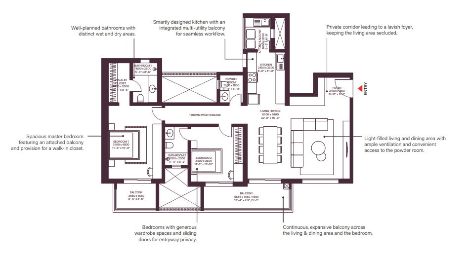 2 BHK TYPE 1